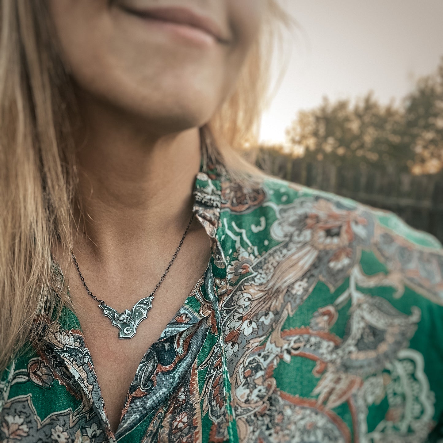 The Bat & Moon Necklace