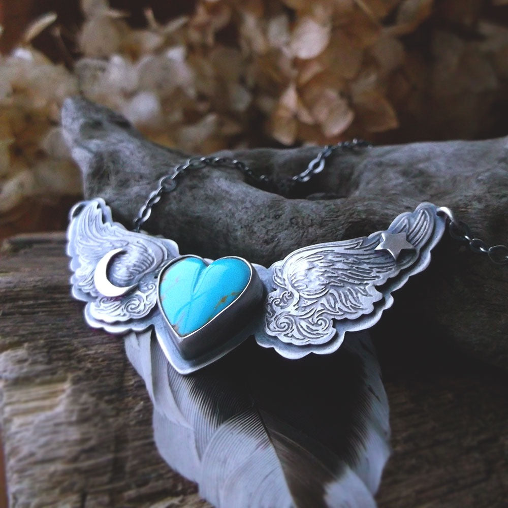 The Wings Necklace - Sterling Silver Turquoise Necklace