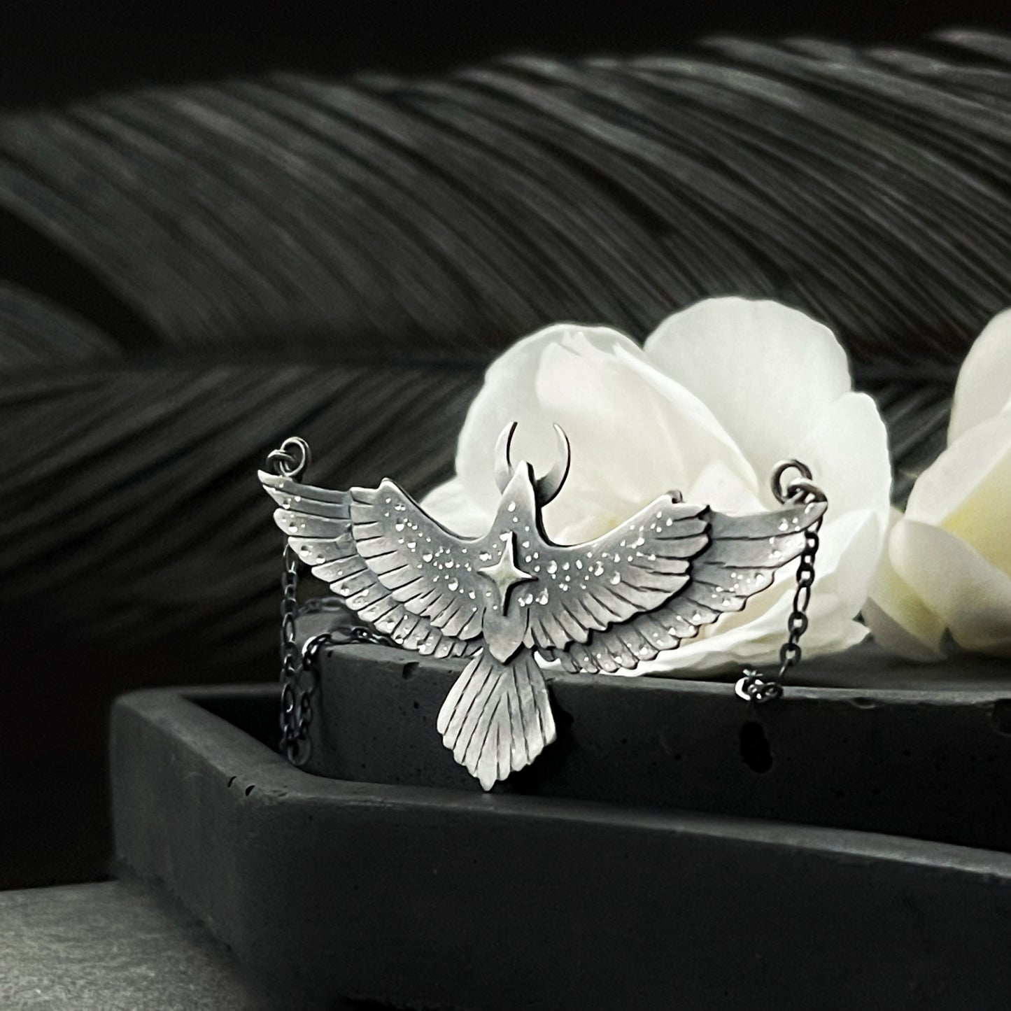 The Raven & Moon Necklace - Medium