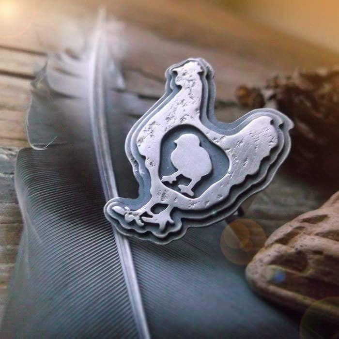 Hen Ring - Silversmithed Chicken, Chick Ring