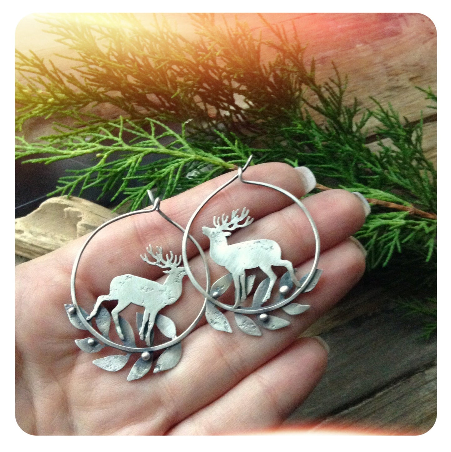 Tribe Song Earrings - Large Deer Hoop Earrings