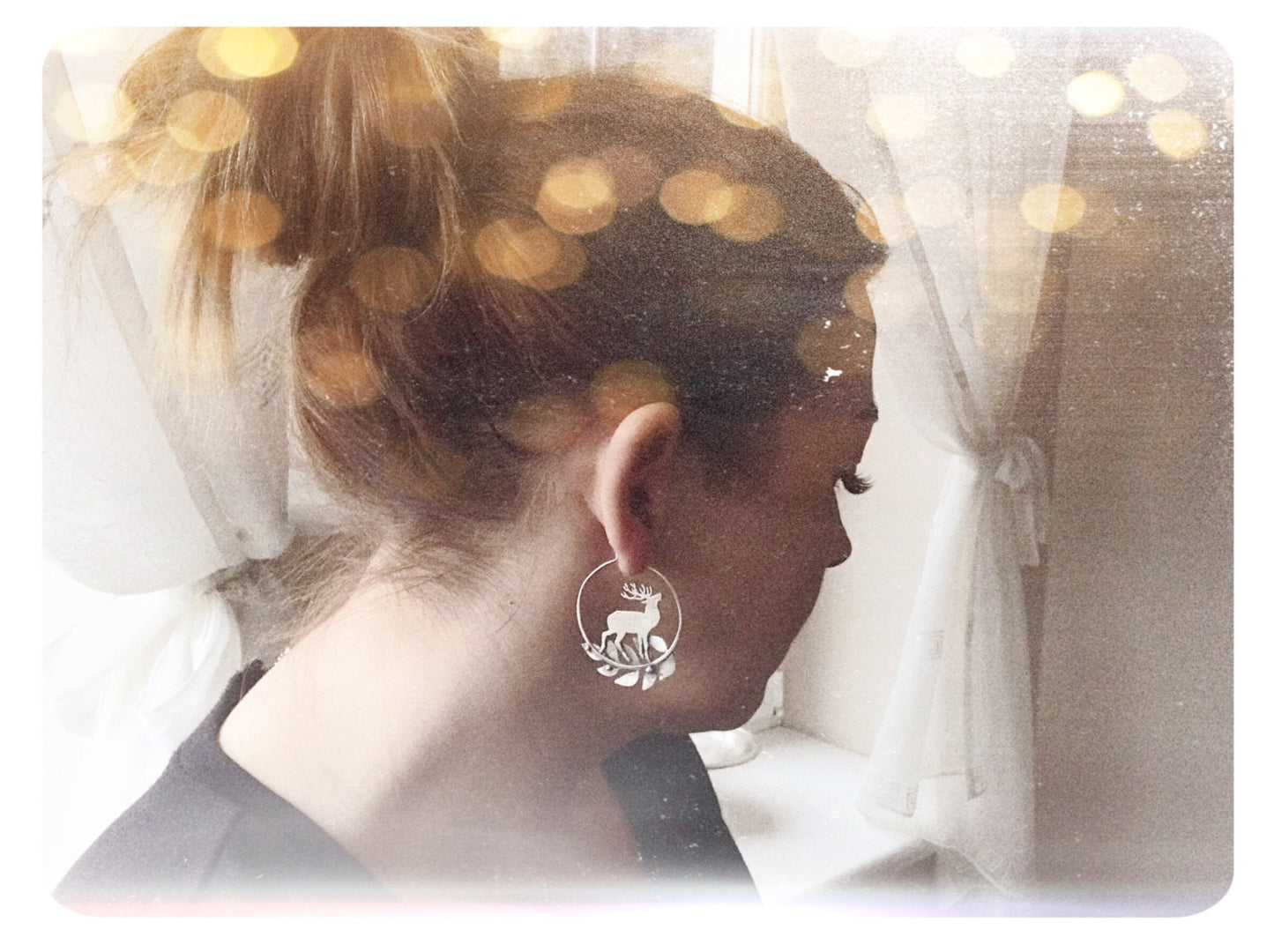 Tribe Song Earrings - Large Deer Hoop Earrings