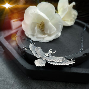The Raven & Moon Necklace - Medium