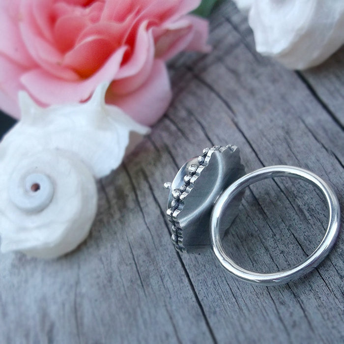 By The Sea Ring No.3 - Silversmithed Umbonium Shell Ring