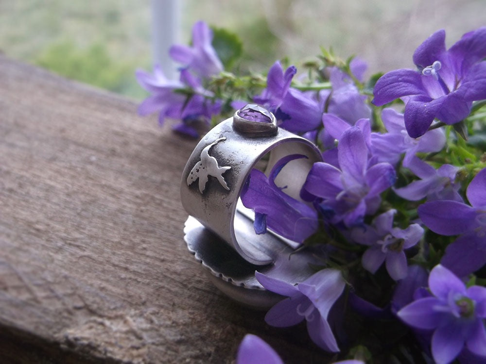 The Healer Ring - Hummingbird Holly Chalcedony Ring 7.5 US