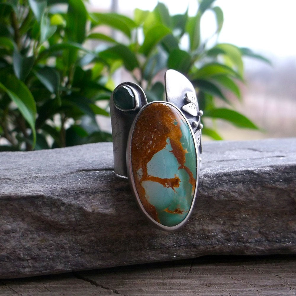 Woodland Ring - Royston Turquoise & Serpentine Ring