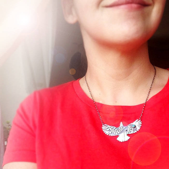 MADE TO ORDER Sacred Wings Necklace - Eagle Totem Turquoise Necklace