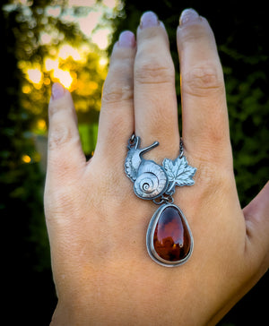 The Autumn Snail Necklace - Baltic Amber
