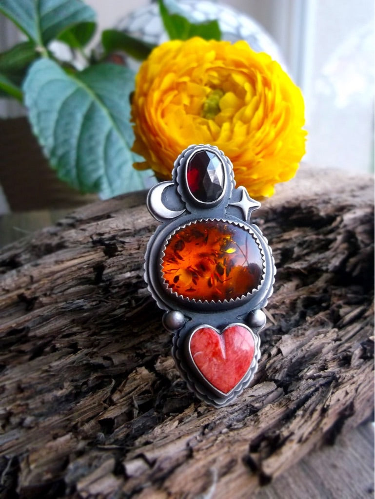 Amber Moon Ring - 7.5 US
