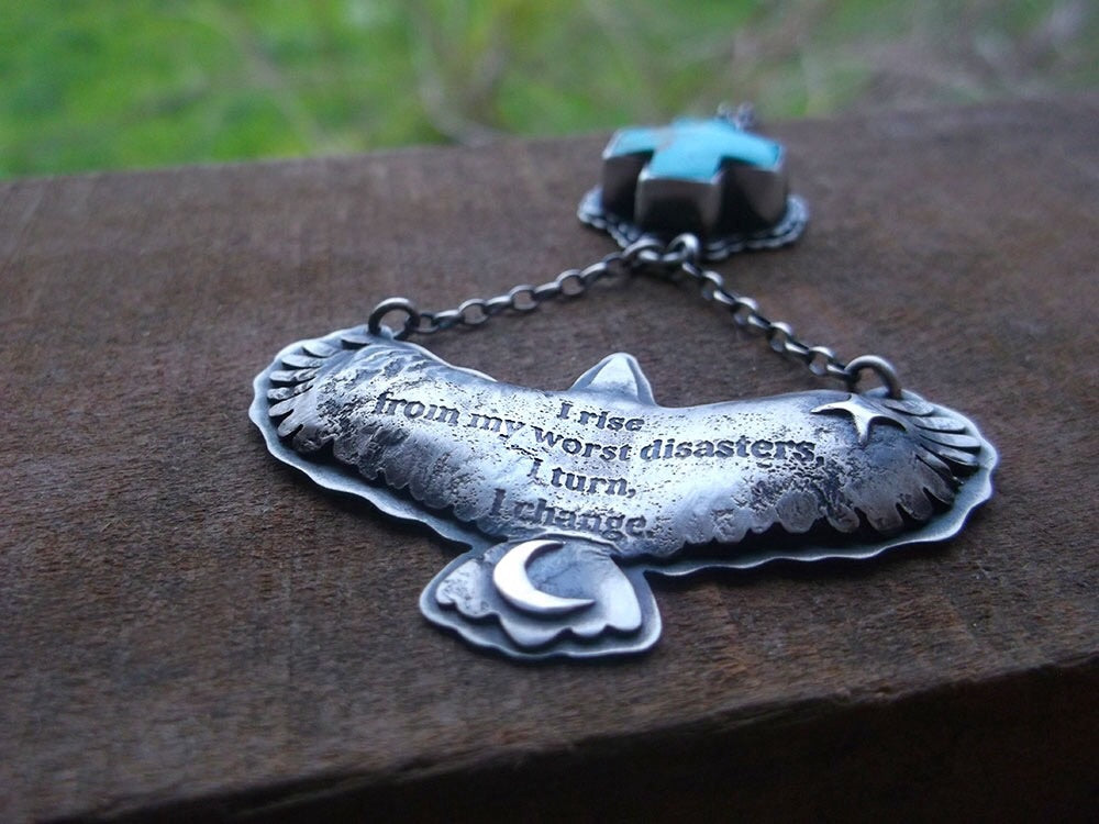 I Rise - Sterling Eagle Necklace with Turquoise