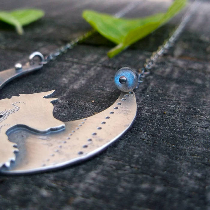 The Wolf Necklace - Metalsmithed Spirit Animal Totem Bib Necklace