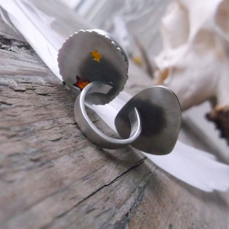 Sacred Wings Double Ring - Amber & Turquoise Ring