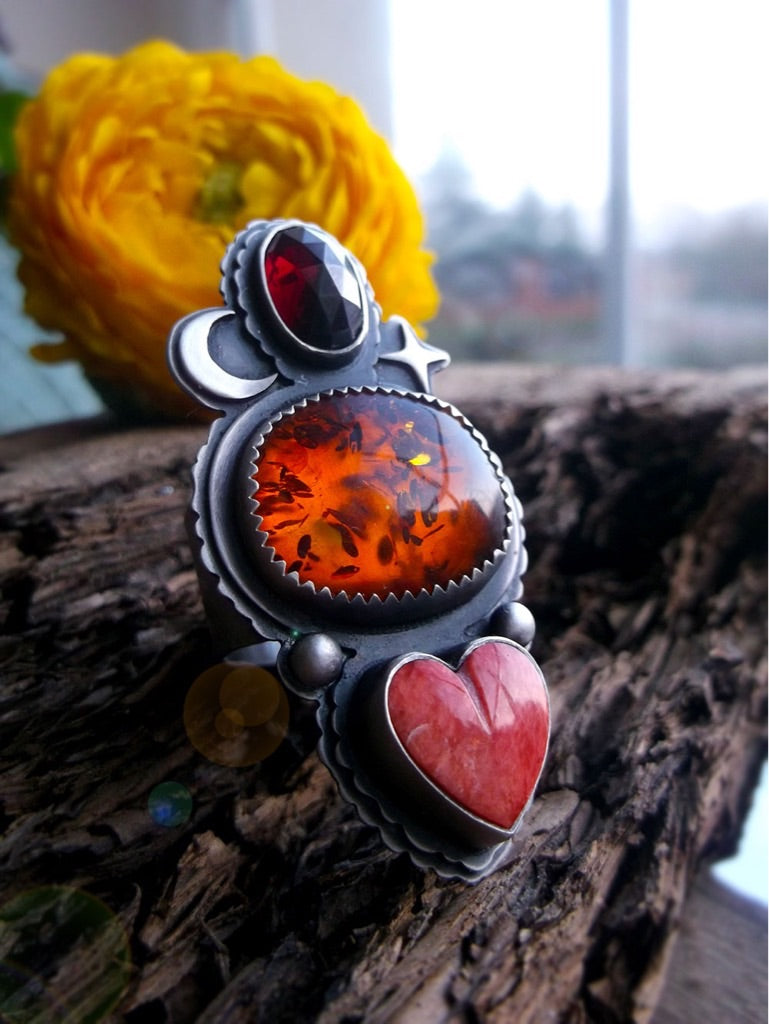 Amber Moon Ring - 7.5 US