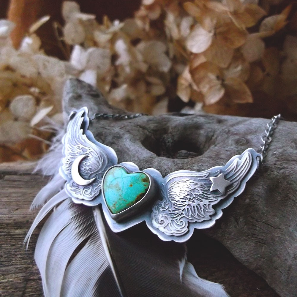 The Wings Necklace - Sterling Silver Turquoise Necklace