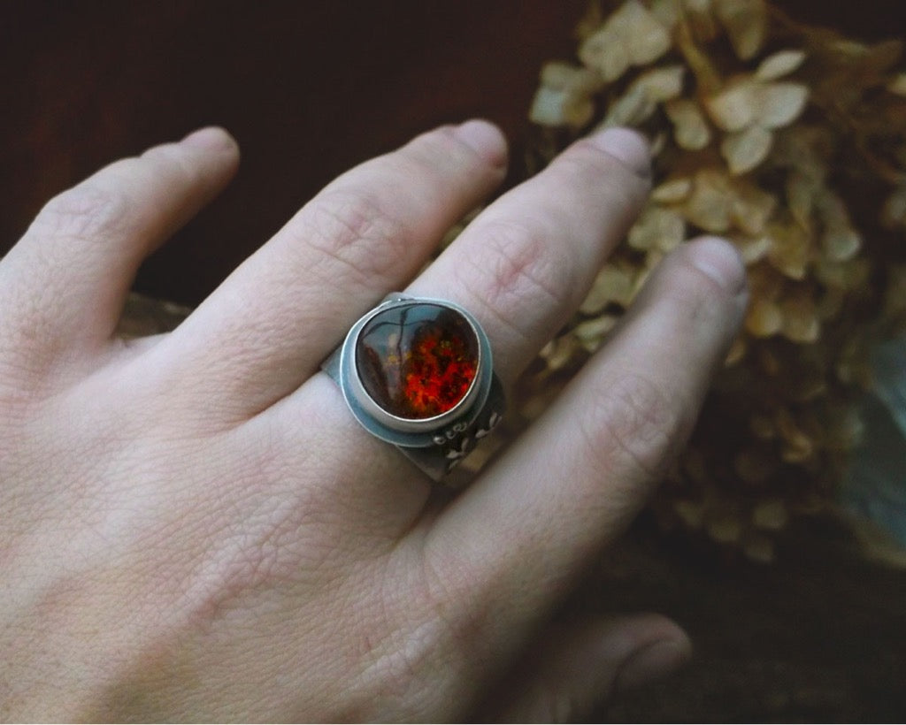 Amber Medicine Ring- Cognac Amber