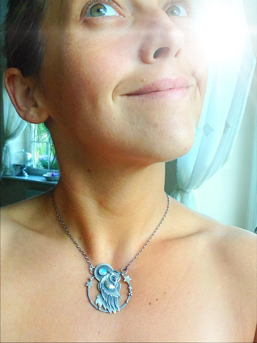 The Owl Necklace - Silver Opal & Turquoise Necklace