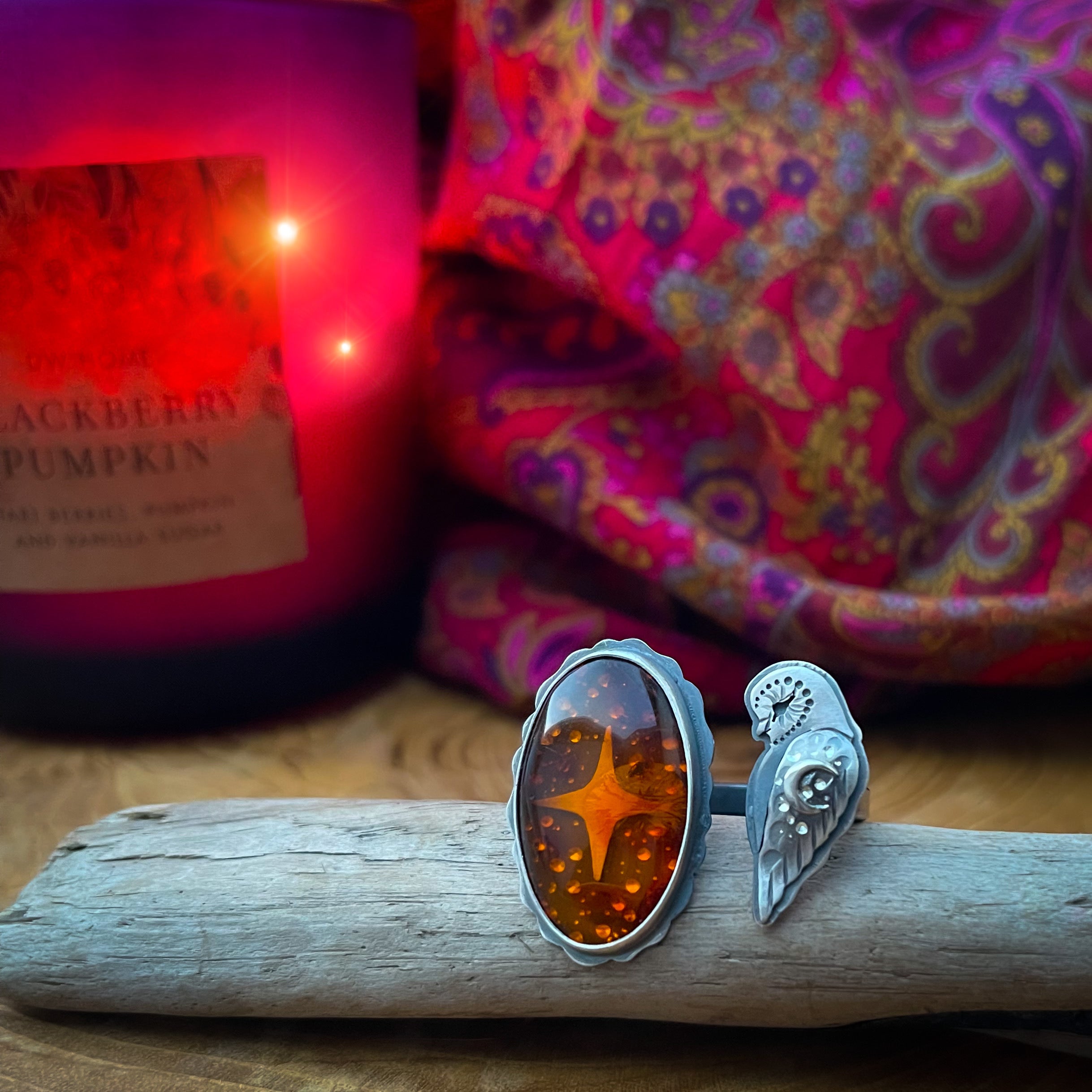 The Winter Barn Owl & Amber Ring 8 US