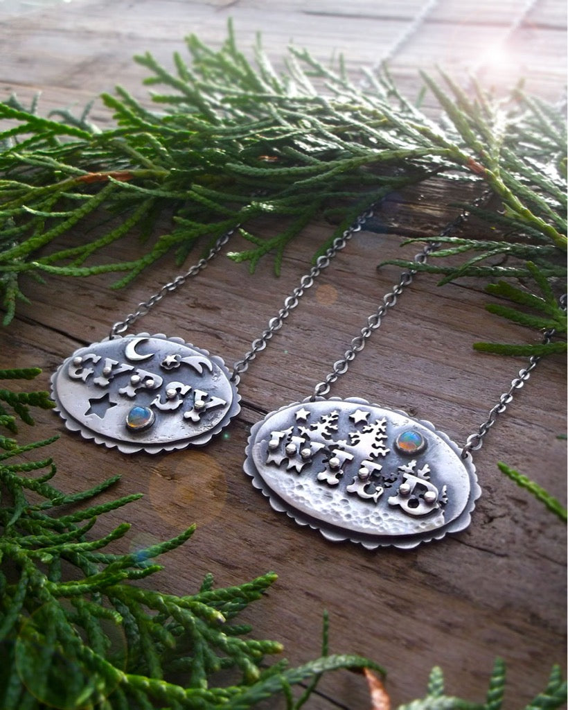 The Wild Necklace - Silversmithed Necklace with Opal