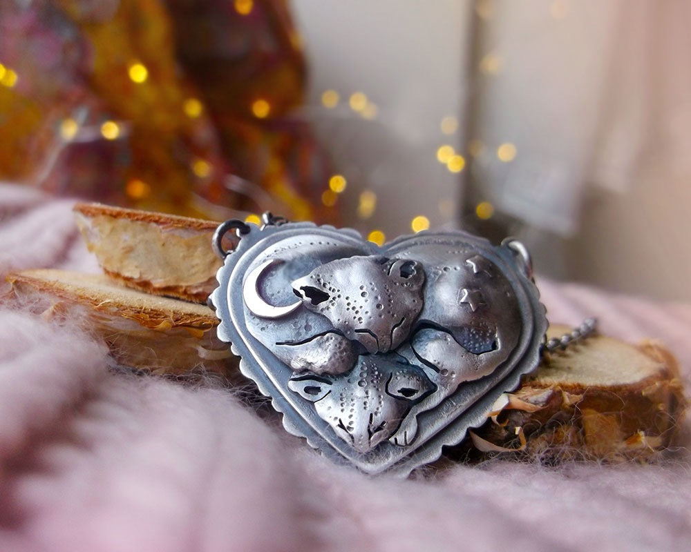 Friends Necklace - Cats, Moon and Stars Necklace