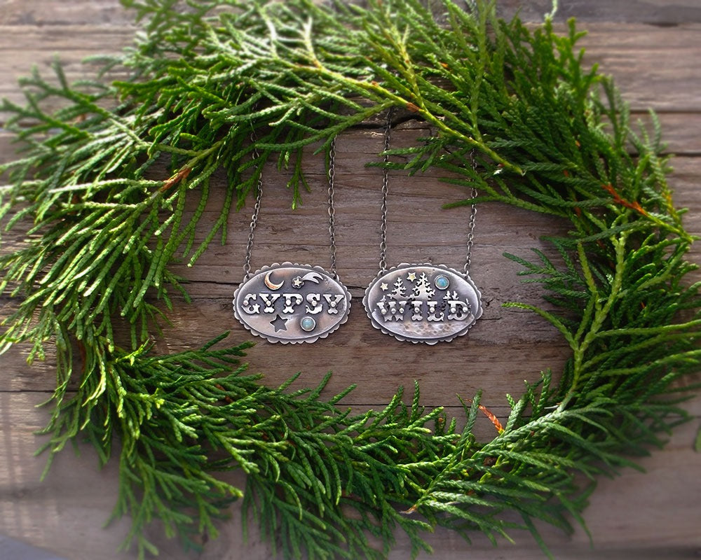 The Wild Necklace - Silversmithed Necklace with Opal