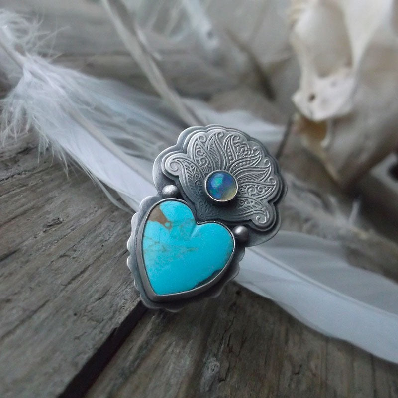 Turquoise Heart Ring- 8US