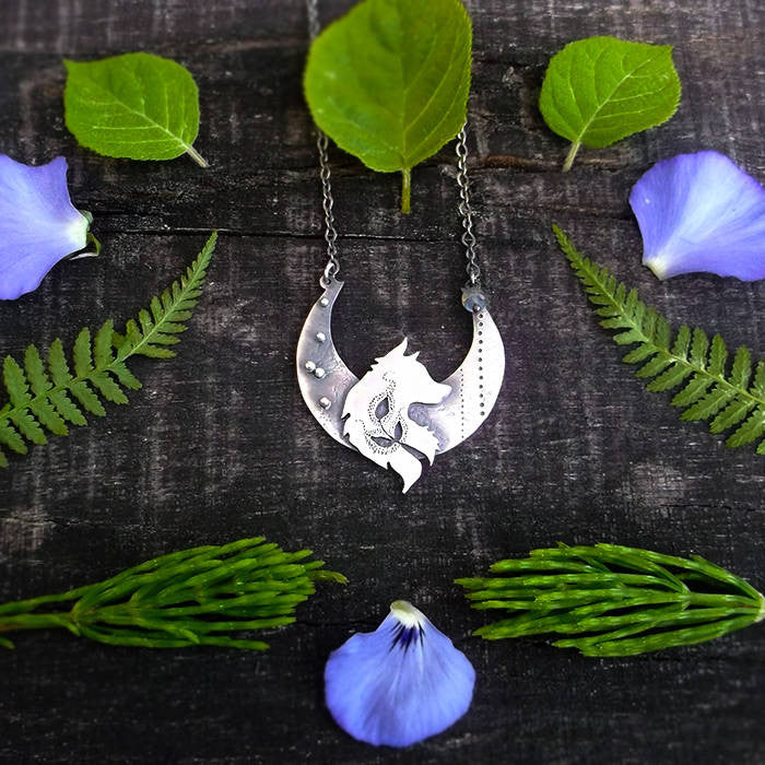 The Wolf Necklace - Metalsmithed Spirit Animal Totem Bib Necklace