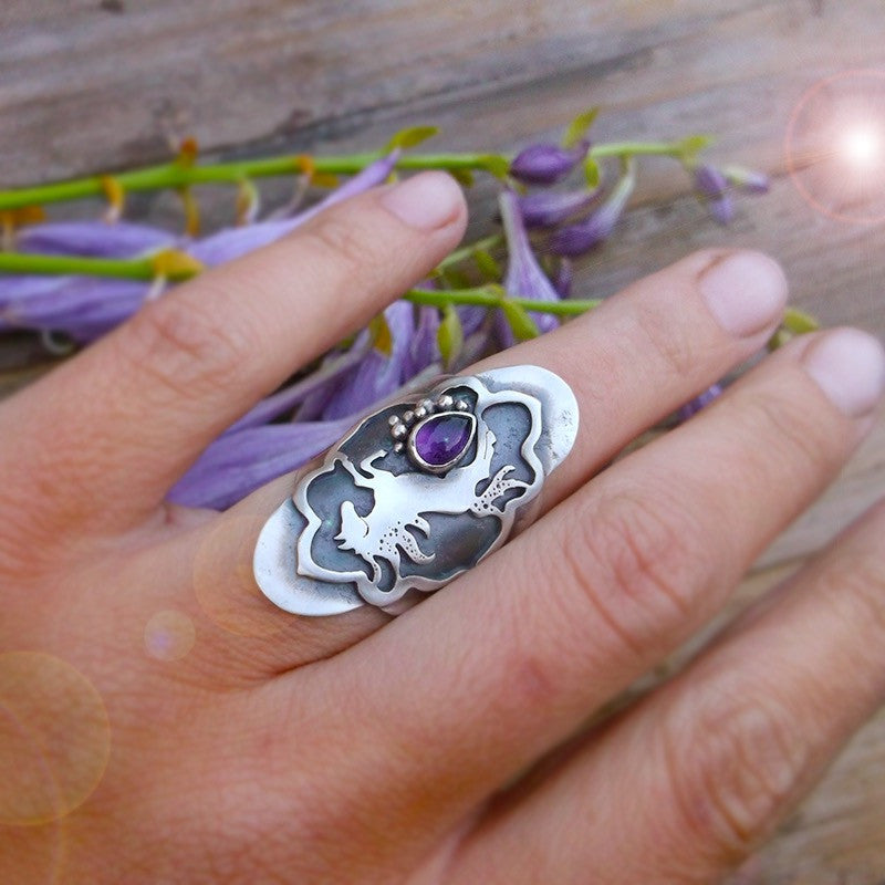 Mustang Saddle Ring with Amethyst