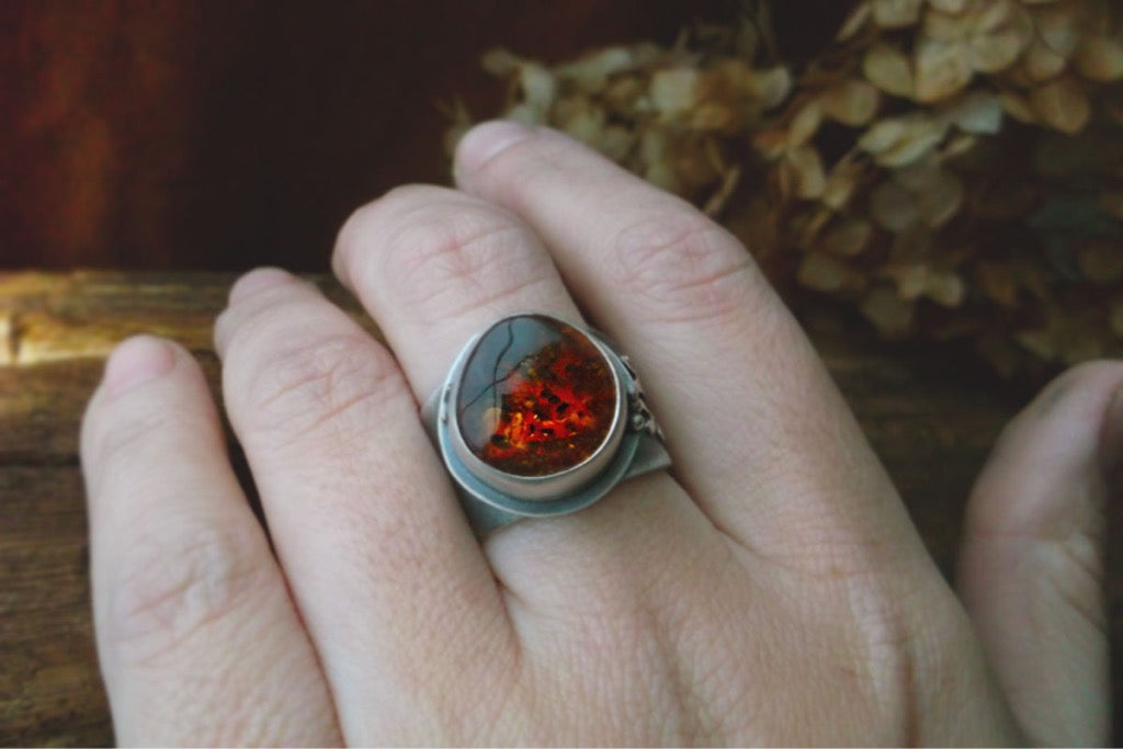 Amber Medicine Ring- Cognac Amber