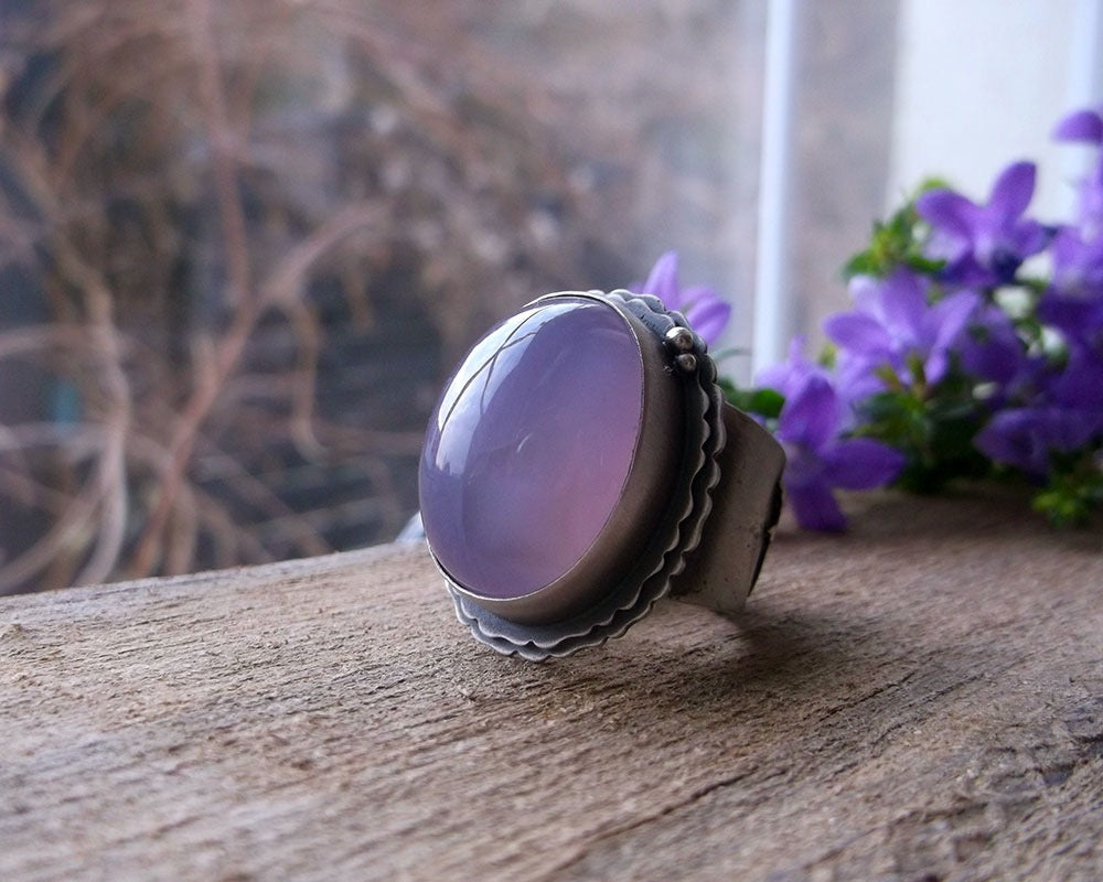 The Healer Ring - Hummingbird Holly Chalcedony Ring 7.5 US