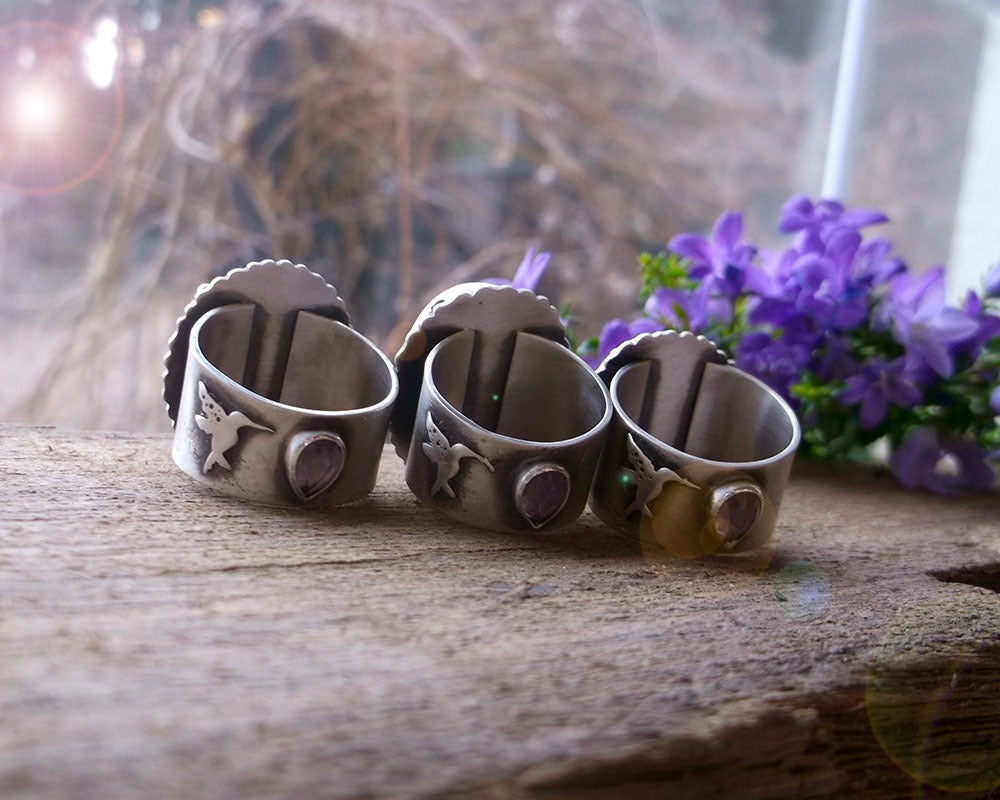 The Healer Ring - Hummingbird Holly Chalcedony Ring 8 US