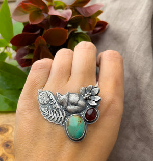 The Sleepig Fox Necklace - King’s Manassa Turquoise & Amber