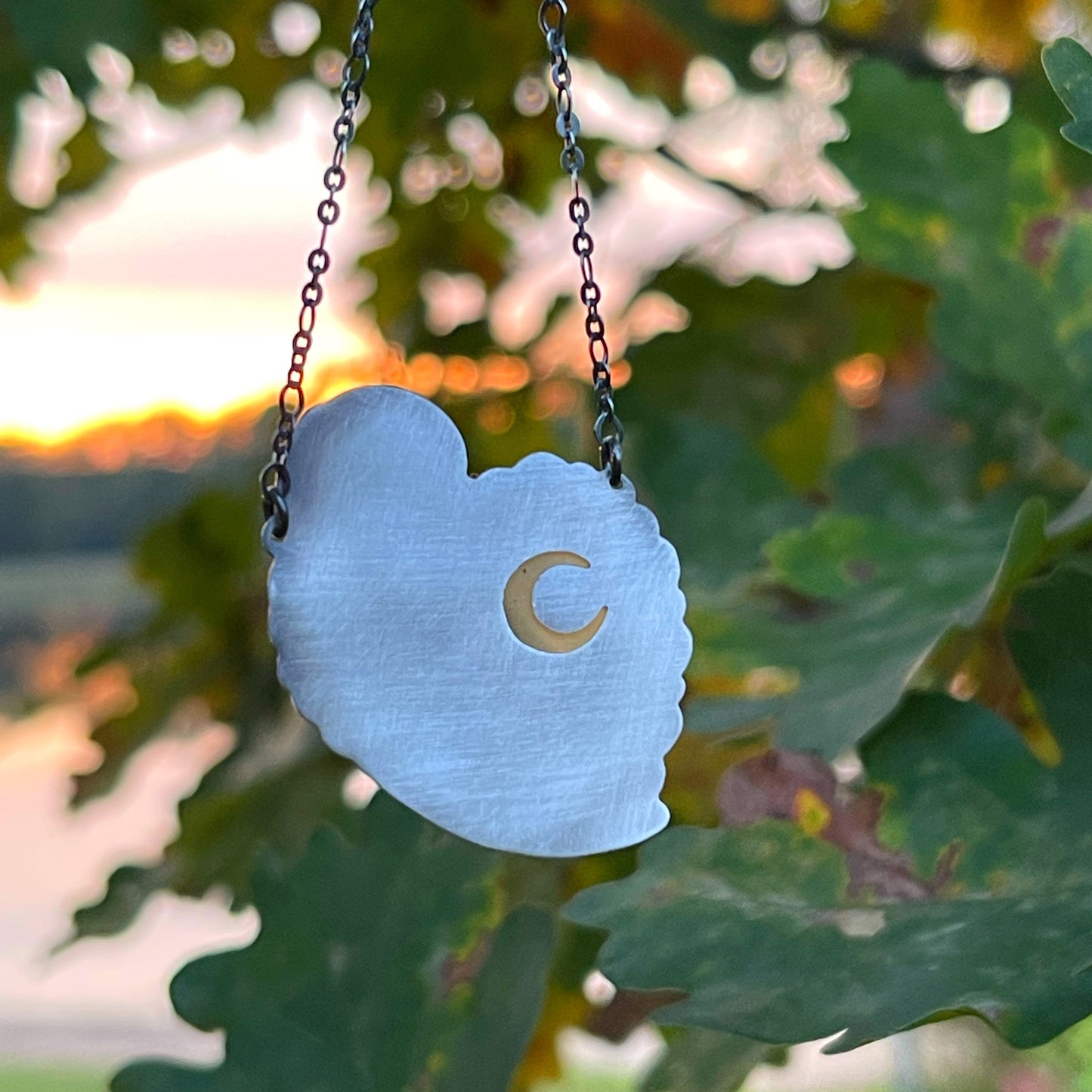 The Sleeping Barn Owl Necklace - Lemon Amber