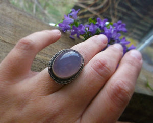 The Healer Ring - Hummingbird Holly Chalcedony Ring 7.5 US