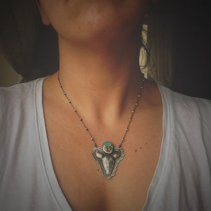 The Bull Skull Necklace with Turquoise