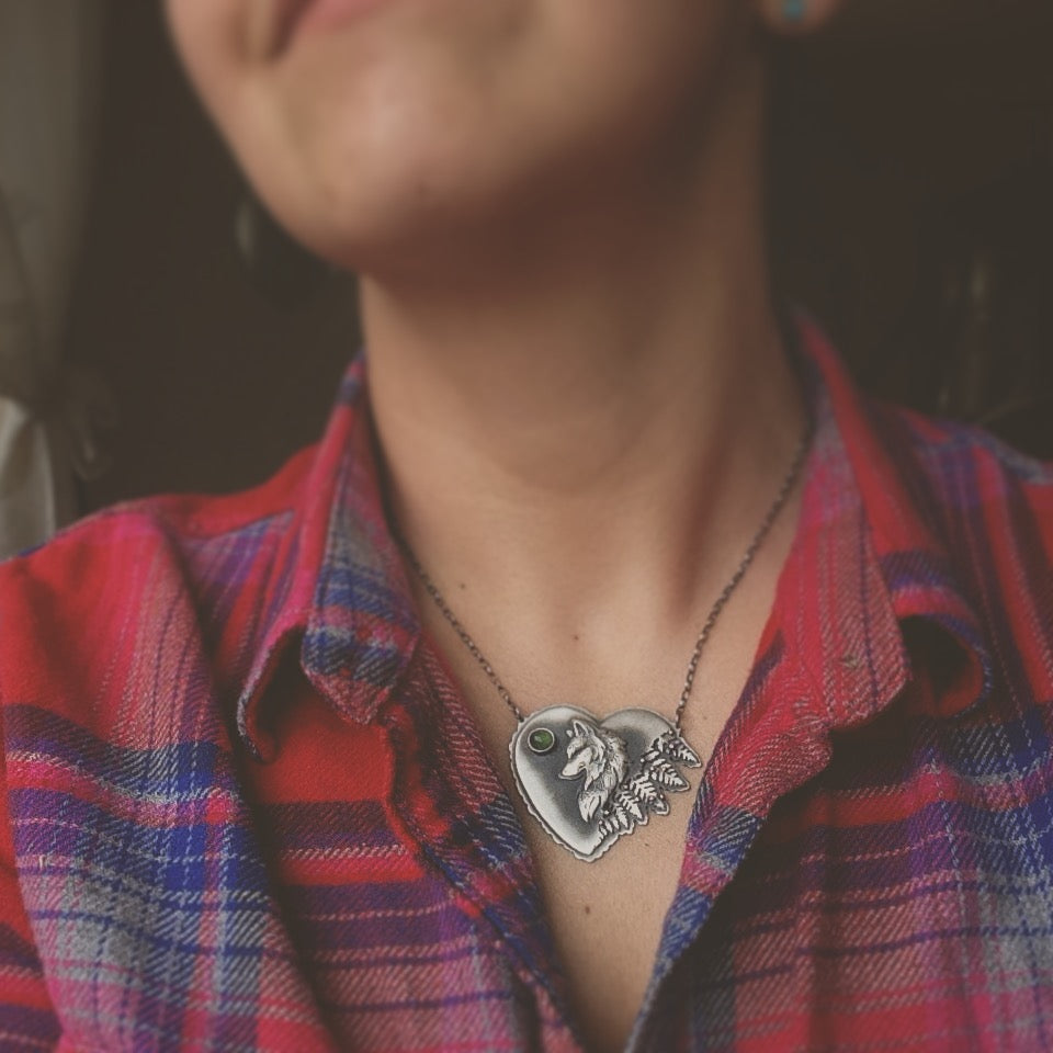 The Wolf Necklace- Silver & Serpentine