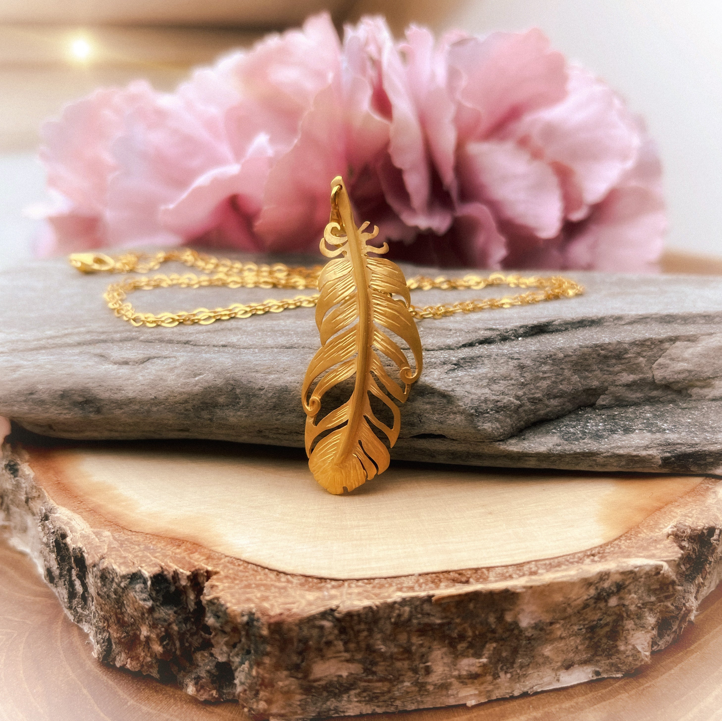The Gold Feather Necklace