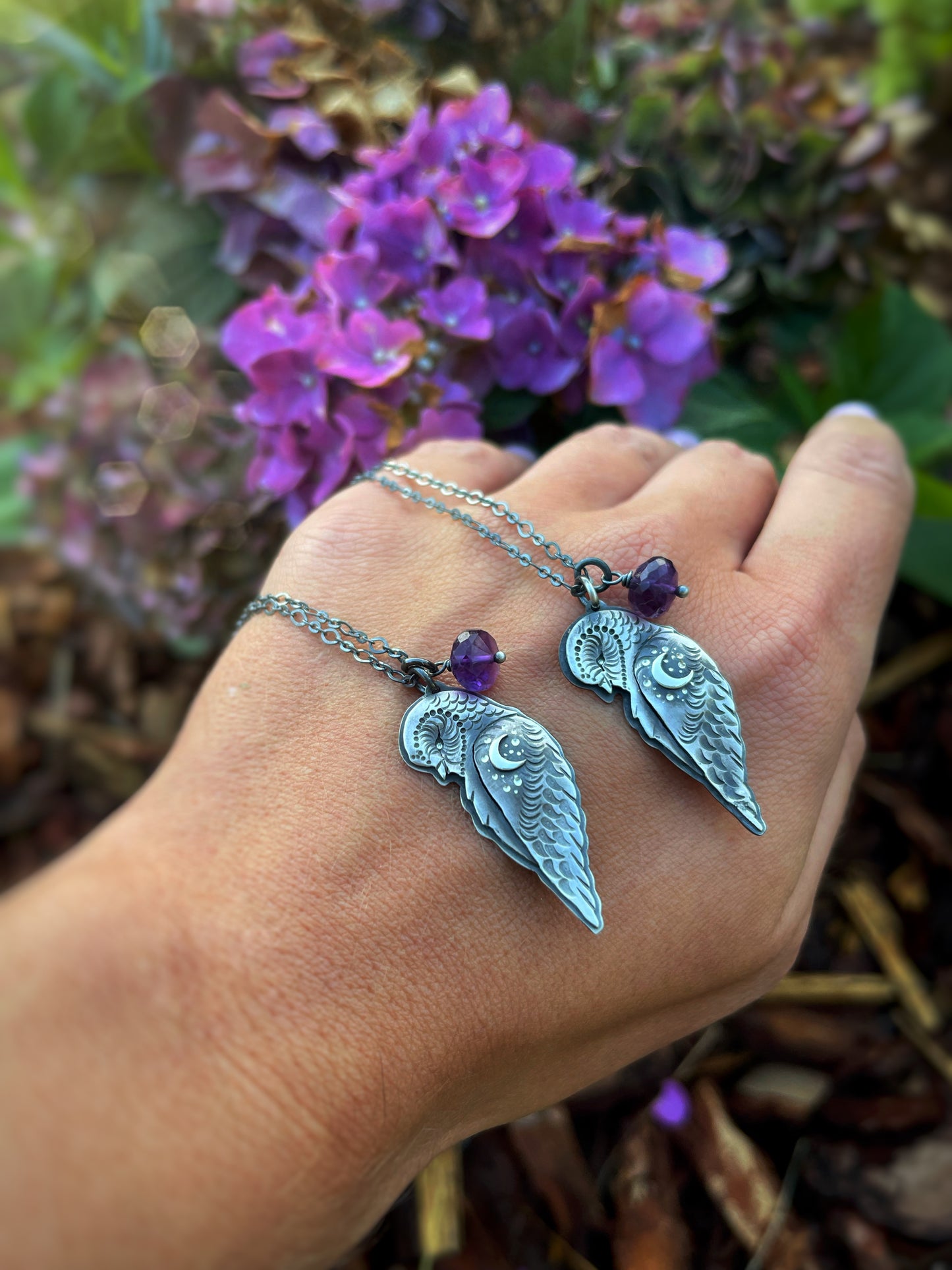 The Barn Owl & Amethyst Necklace