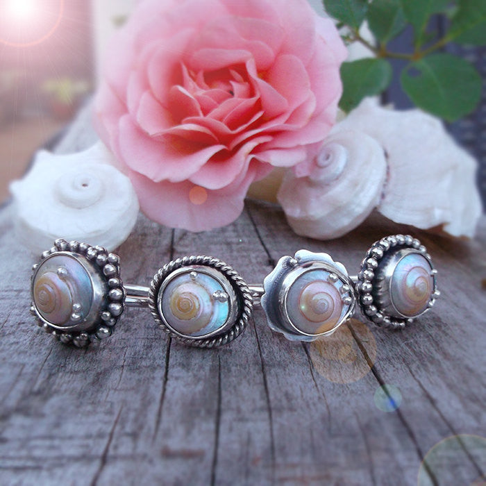 By The Sea Ring No.3 - Silversmithed Umbonium Shell Ring