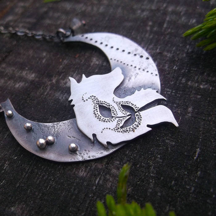 The Wolf Necklace - Metalsmithed Spirit Animal Totem Bib Necklace