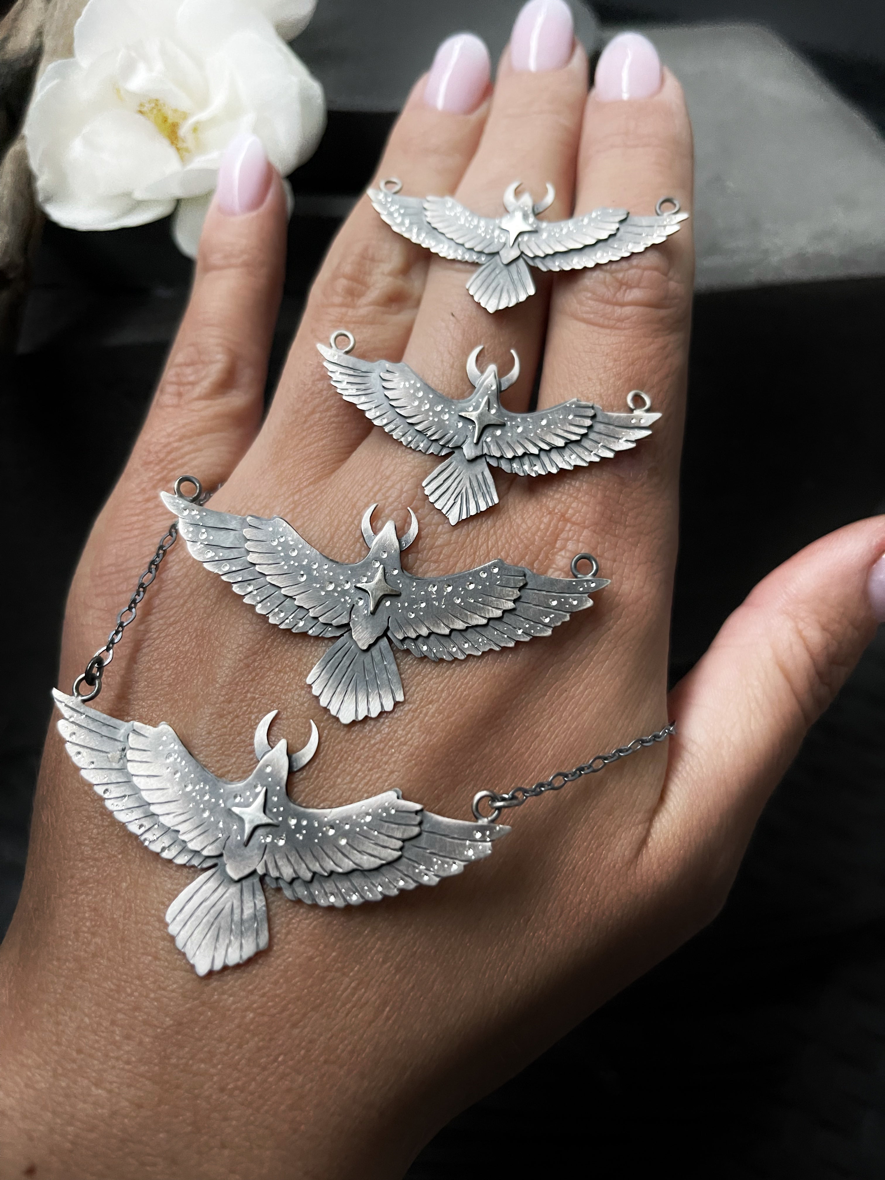 The Raven & Moon Necklace - Medium