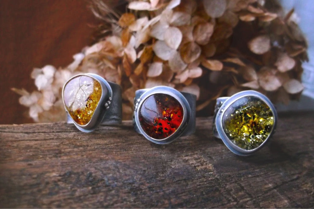 Amber Medicine Ring- Cognac Amber
