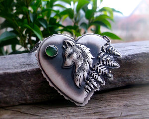 The Wolf Necklace- Silver & Serpentine