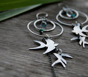 The Swallow Earrings - Birds Hoop Earrings