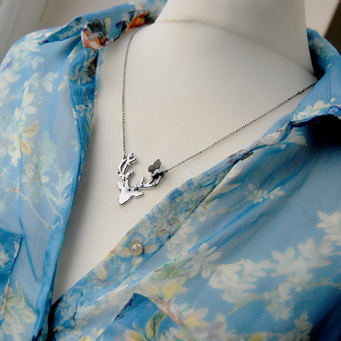 Tribe Song Necklace -Metalsmithed Deer Necklace