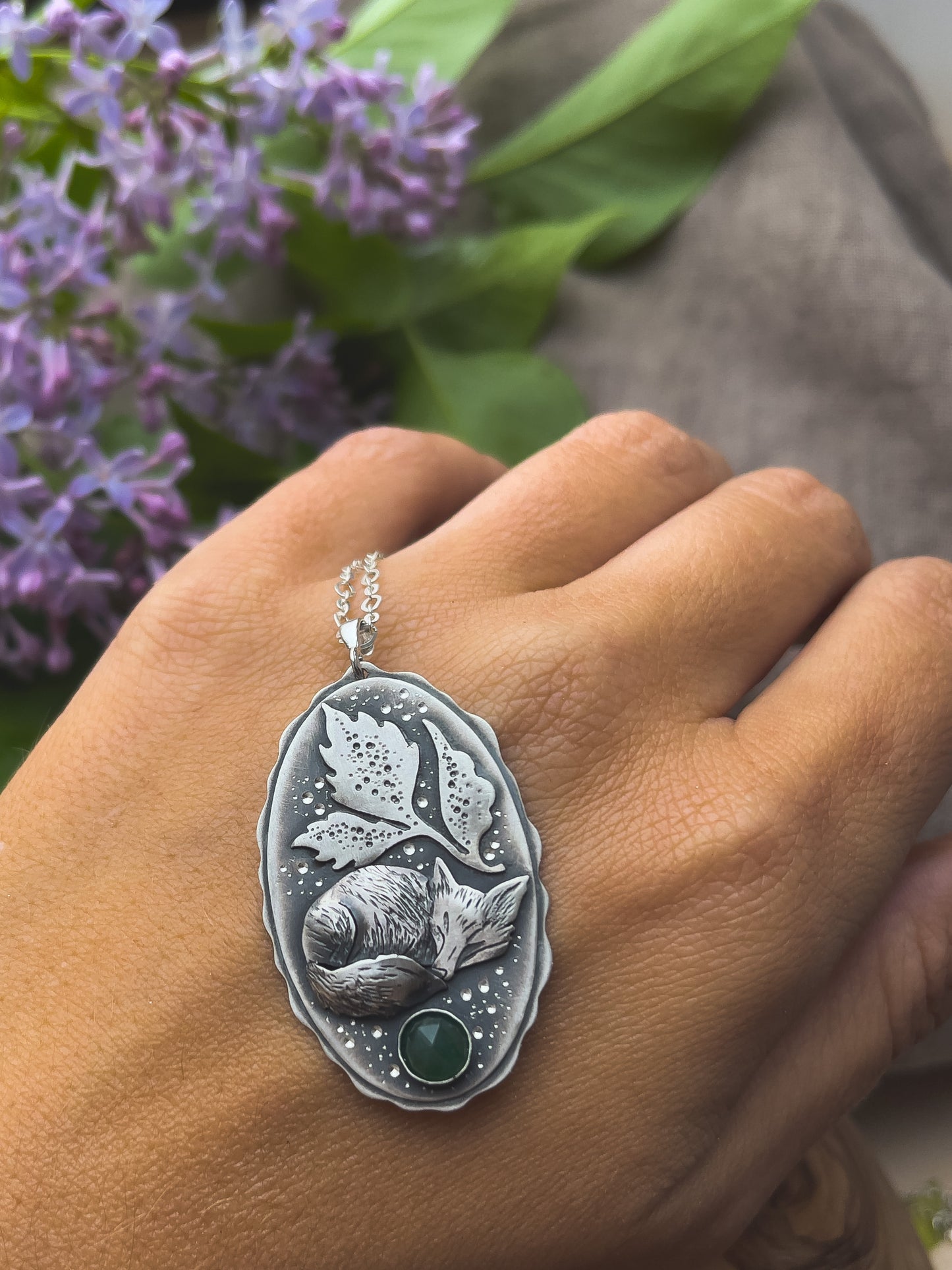 The Sleepig Fox Necklace II- Aventurine