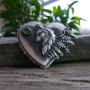 The Wolf Necklace- Silver & Serpentine