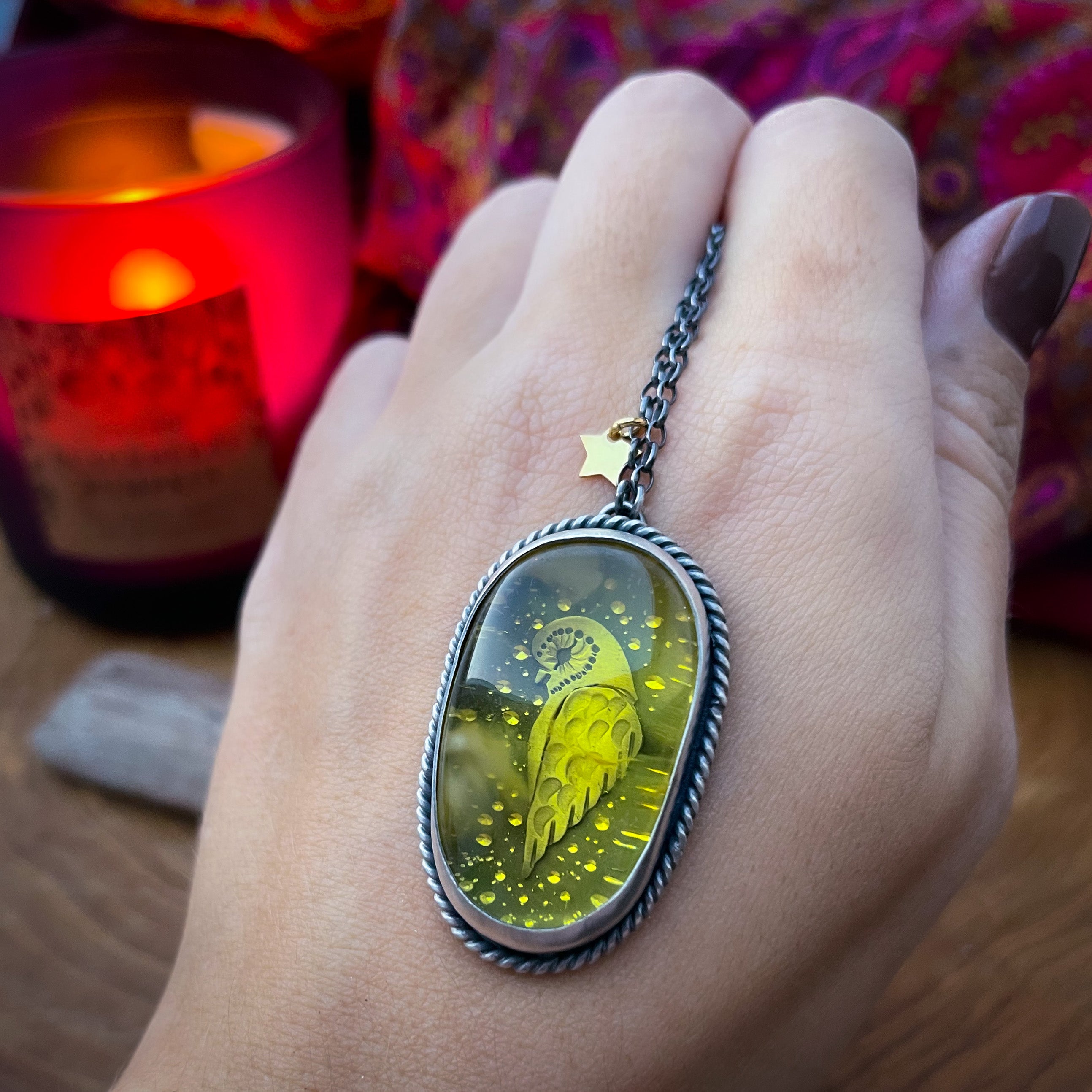 The Winter Barn Owl & Amber Neckace