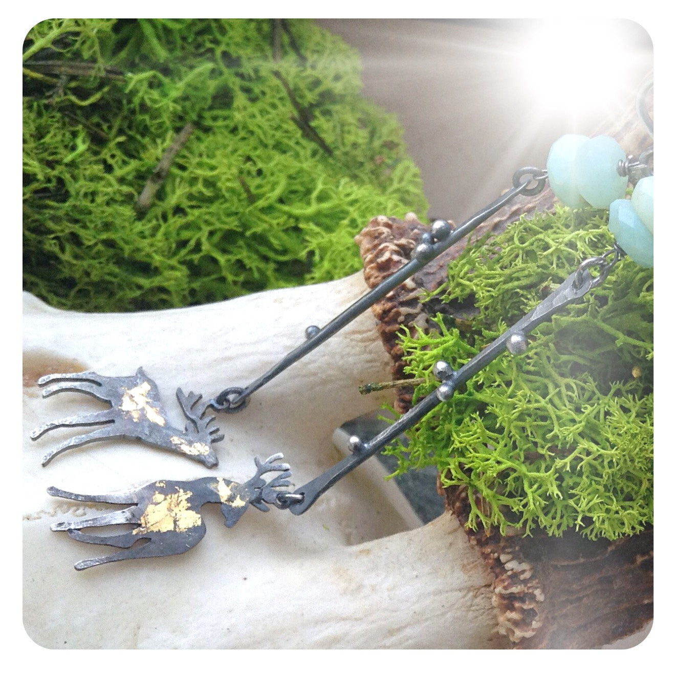 The Dawn Light Earrings - Keum Boo Earrings with Deer