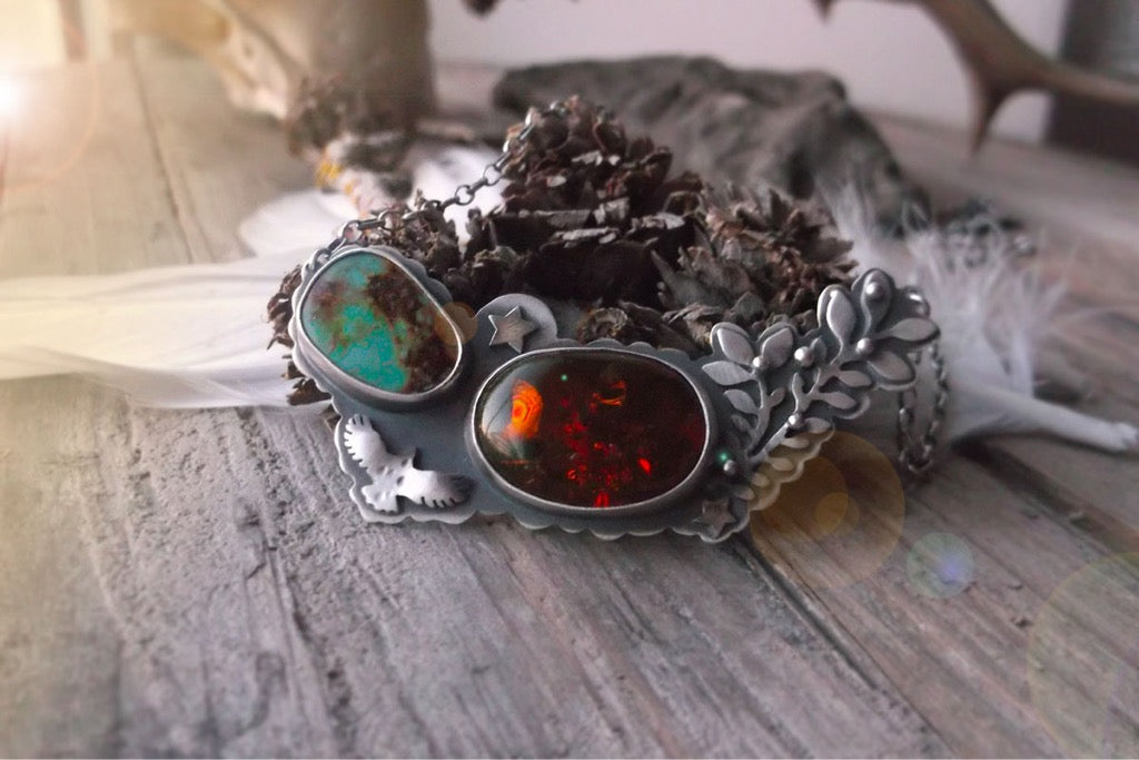 Sacred Wings Necklace - Amber & Turquoise Necklace