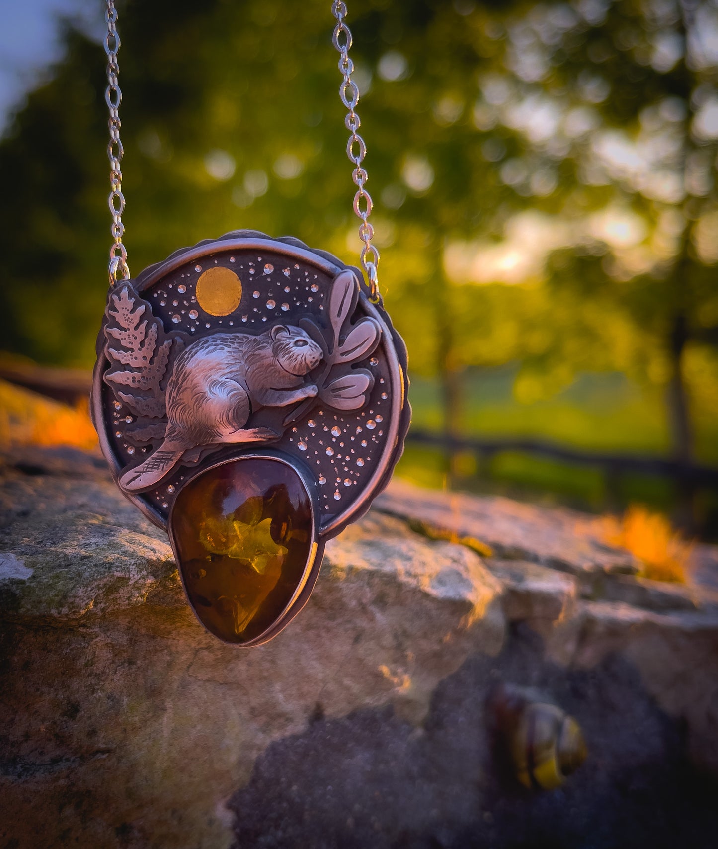 The Beaver & Amber Necklace
